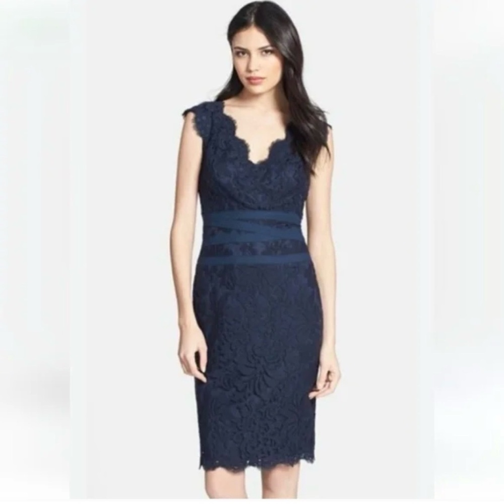 Tadashi Shoji Midnight Blue Lace Midi Dress